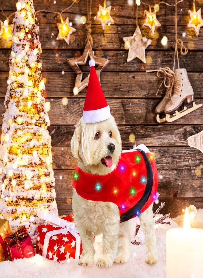 Cosblank Dog Christmas Costumes with Colored Lights Santa Claus Hat Suit Dog Costume Pet Cat Xmas Outfit for Puppy Pet Dress Up Holiday Party, Batteries Not Included(M) - Image 5